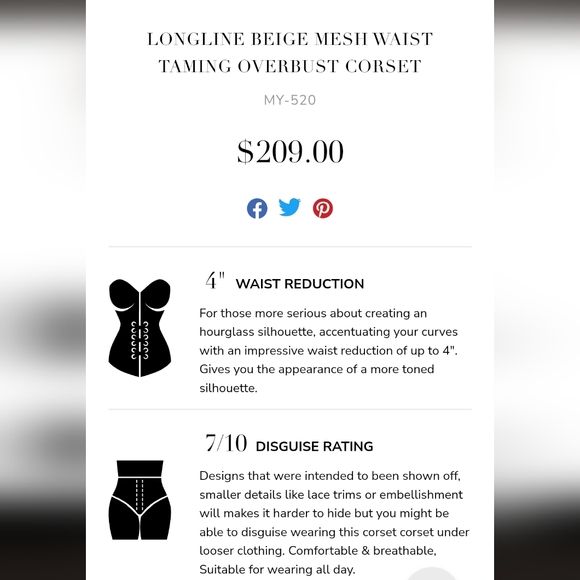 LONGLINE BEIGE MESH WAIST TAMING OVERBUST CORSET - Picture 3 of 5